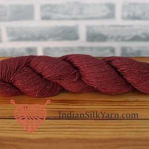 Tussah Silk Yarn with Lurex – 200m/50g – 7 Ply | Silk with Metallic Thread – Luxury Yarn for Knitting, Crochet & Weaving - TL2