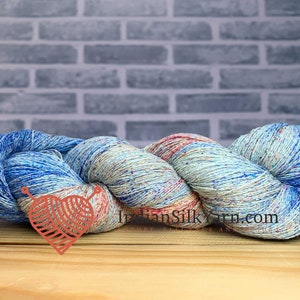 Silk Bourette Yarn 90g/3.2 oz in skeins - 540m per Skein for Knitting/crochet/embroidery (Silk Noil Yarn) - 009