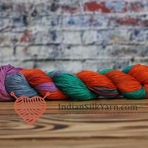 Fingering-Sock weight Silk Yarn 50g/1.75 oz in skeins 250m per Skein for Knitting Crochet Embroidery and other projects 012
