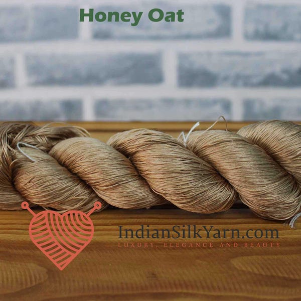 Fine Lace Pure Mulberry Silk Slub Dupioni Yarn – 50g(600m) | Multi Plied | Soft Filament, Rustic Texture | Lace weight - DP19