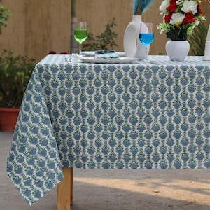 100% Cotton Block Print Tablecloth Kitchen Dining Table Cover With Napkins Boho Farmhouse Decor Tablecloth wedding Tablecloth Table Top