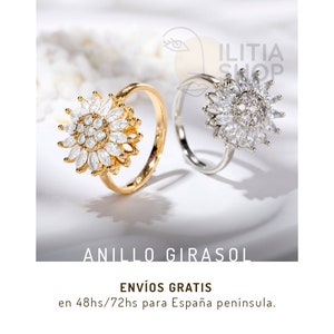 Anillo giratorio de acero inoxidable para la ansiedad Anillos antiestrés  para aliviar el estrés Anillo de ansiedad Sol Luna Estrellas Promesa Tamaño