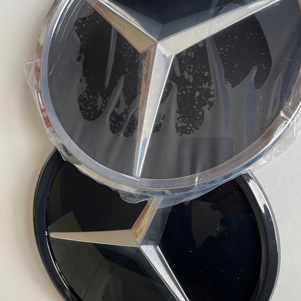 Mercedes Benz Chrome or Black Outer Ring Radiator Mirror Grill Star Emblem 18.5cm W205 A B C GLK SLK