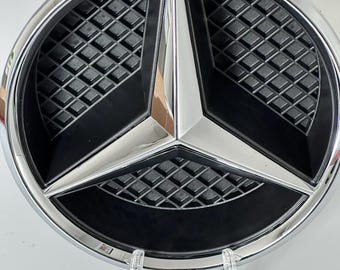 Emblème Calandre Avant Mercedes AMG Chromé - Pour Modèles X253, W205, C63, Etc. - Collage Sans Perçage, Décoration Style