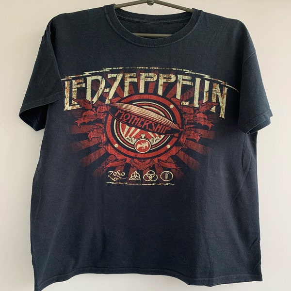 Led Zeppelin T-Shirt Uomo – Album Zepp 1 Blu – Logo Band Ufficiale – Colore Charcoal – 100% Cotone