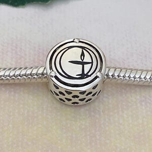 Flaming Chalice Charm,Solid 925 Sterling Silver Charm for Bracelet,Necklace Pendant