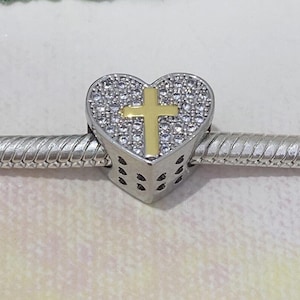 Gold Kreuz Anhänger für Armband • Kettenanhänger • S925 Silber Charms / Charm passend für Pandora Armbänder