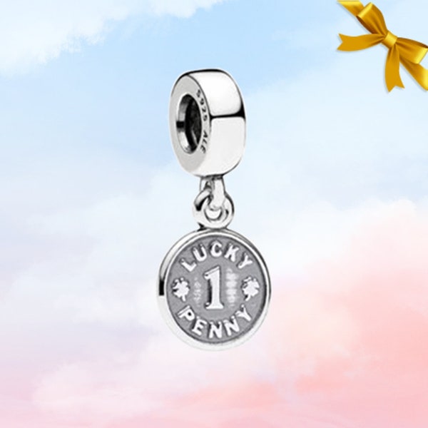 Lucky Penny Baumeln Charme • Neue echte S925 Sterling Silber Charm für Pandora Armband • Halsketten-Anhänger • Geschenk für Sie