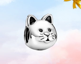 Curious Cat Charm Kitty Cat • Nieuwe echte S925 Sterling zilveren bedel voor Pandora armband • Ketting hanger • Cadeau voor haar