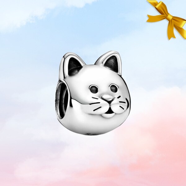 Curious Cat Charm Kitty • Neuer echter S925 Sterling Silber Charm für Pandora Armband • Halsketten Anhänger • Geschenk für Sie