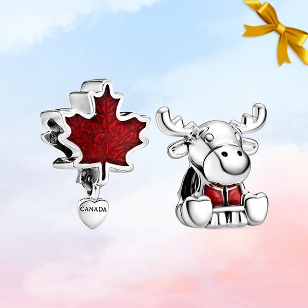 New Canada Red Maple Leaf Charm • Echtes S925 Sterling Silber Pandora Charm für Armband • Halsketten-Anhänger • Geschenk für Sie • Kommen in einer Box