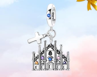 Italy Milan Cathedral Duomo di Milano Charm: S925 Silver Charm for Bracelet,Necklace Pendant