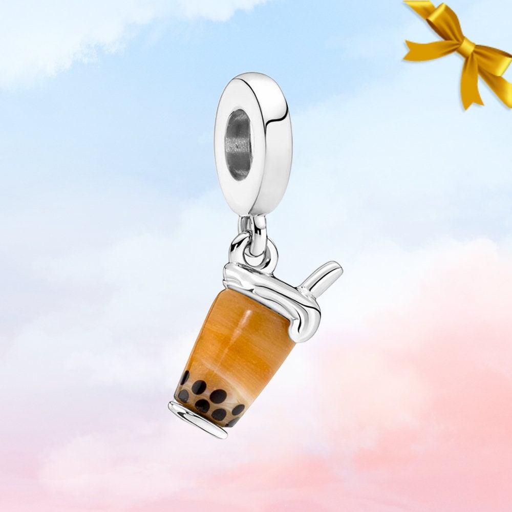 Resin Bubble Tea Bottle Charm With Eye Pin 28mm X 10 Mm 