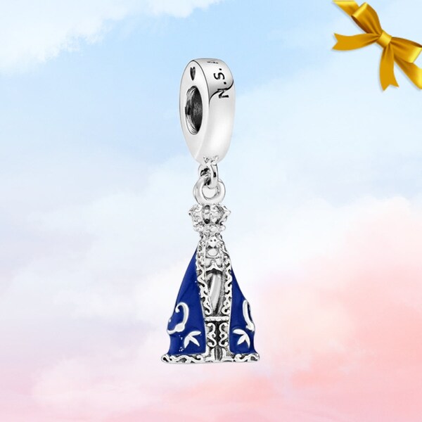 Nossa Senhora Aparecida Dangle Charm • Our Lady of Aparecida Blessed Virgin • New S925 Silver Pandora Charm for Bracelet • Necklace Pendant