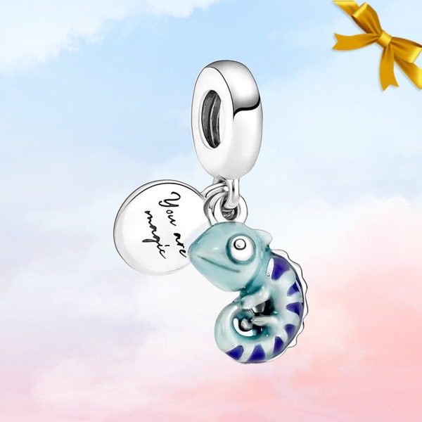 Farbwechsel Chamäleon Anhänger • Neuer echter S925 Sterling Silber Charm für Pandora Armband • Halskette Anhänger • Geschenk für Sie