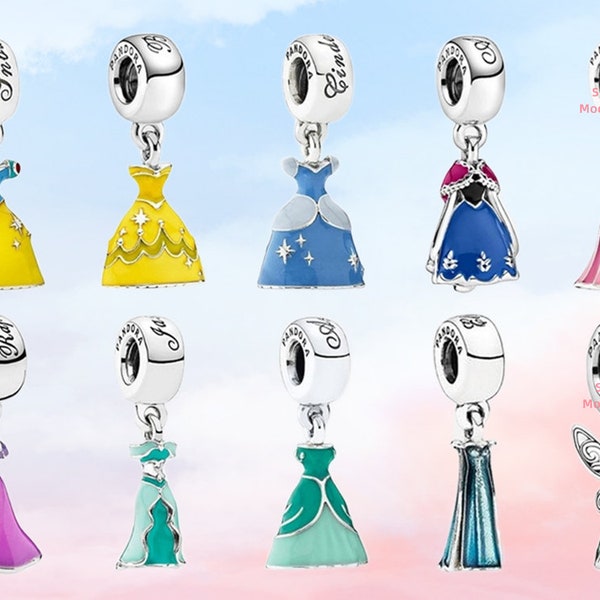 Princess Dress Dangle Charm Collection • Neuer echter S925 Sterling Silber Charm für Armband • Halskettenanhänger • Bestes Geschenk für Sie