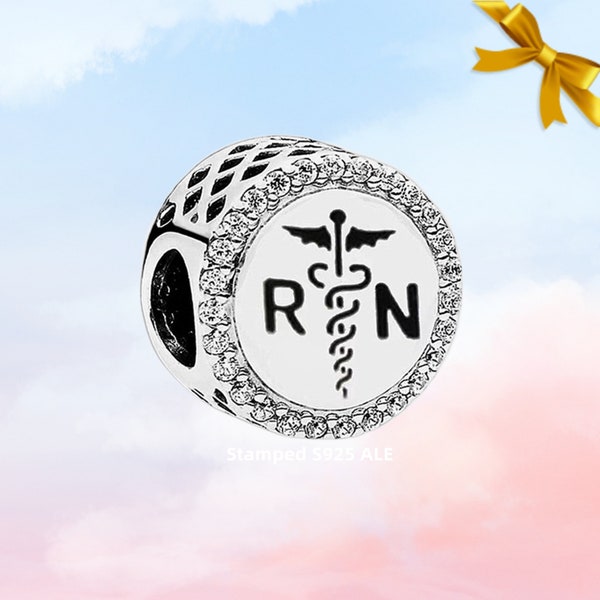 Exclusive Nurse RN Charm • New Genuine S925 Sterling Silver Charm for Pandora Bracelet • Necklace Pendant • Gift for Her