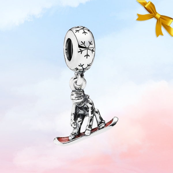 Snowboarder Dangle Charm • New Genuine S925 Sterling Silver Pandora Charm for Bracelet • Necklace Pendant • Gift for Skiing Lover