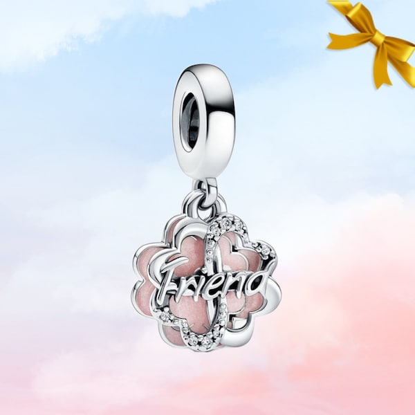 Four-leaf Clover Friendship Double Dangle Charm • New Genuine S925 Silver Charm for Pandora Bracelet • Necklace Pendant • Best Gift for Her