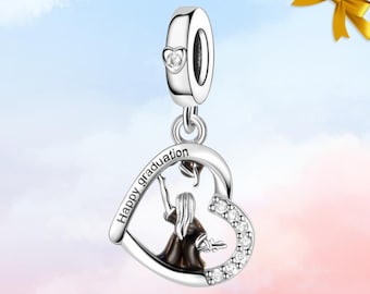 Girl Happy Graduation Charm: S925 Silver Charms fit Pandora Bracelet,Necklace Pendant