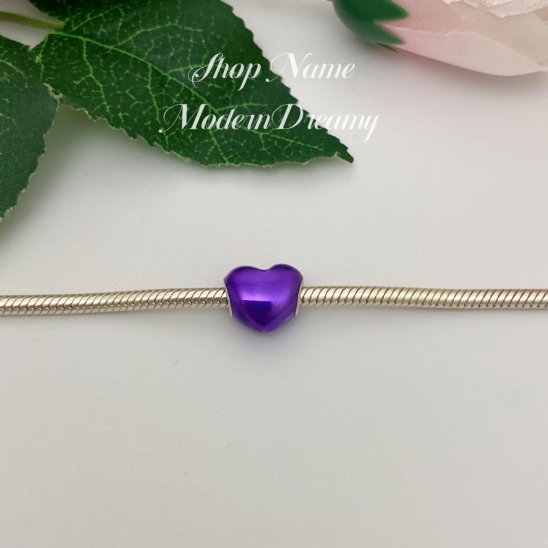 Purple Gemstone Drop Necklace + Heart Charm main image 1