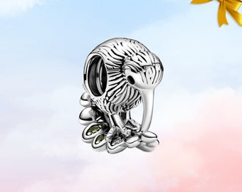 Kiwi und Farn Blatt Anhänger • Neue echte S925 Sterling Silber Anhänger für Pandora Armband • Halsketten-Anhänger • Geschenk für Sie