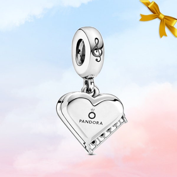 Grand Piano Heart Dangle Charm • New Genuine S925 Sterling Silver Charm for Bracelet • Necklace Pendant • Music Lover Gift • Come With a Box