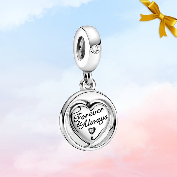 Spinning Forever & Always Soulmate Dangle Charm • Genuine S925 Sterling Silver Charm for Bracelet • Necklace Pendant • Gift for Her