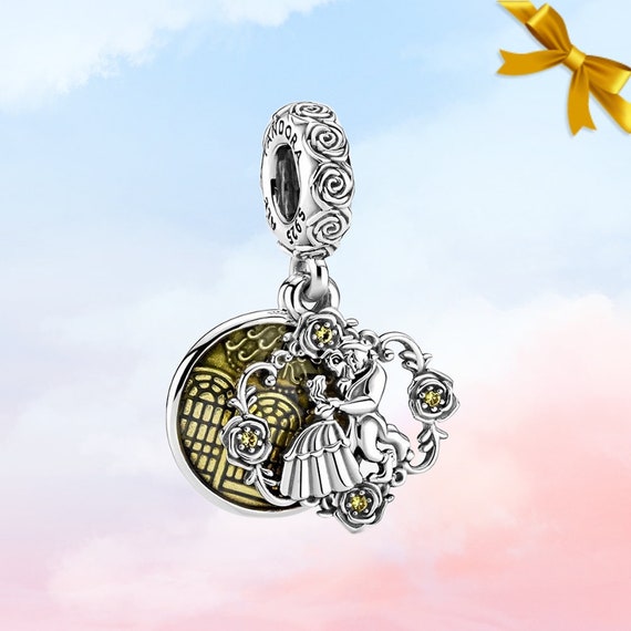 Beauty and the Beast Dancing Dangle Charm New Genuine 925 Sterling