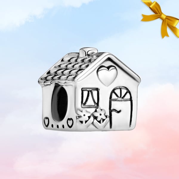 Kleine huis charme • Nieuwe echte S925 Sterling zilveren bedel voor Pandora armband • Ketting hanger • Cadeau voor haar