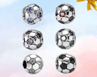 Dije de balón de fútbol brillante Dije de fútbol • Nuevo dije genuino de plata de ley S925 para pulsera Pandora • Colgante de collar • Viene en una caja