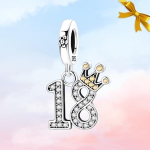 Charm célébration du 18e : breloque en argent S925 pour bracelet, collier pendentif