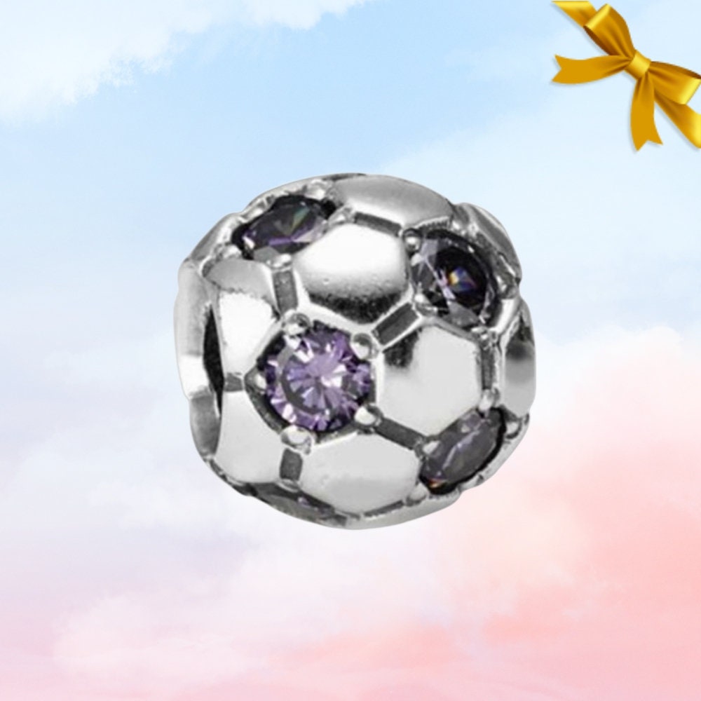 Sparkling Soccer Ball Charm Football Charm New Genuine S925