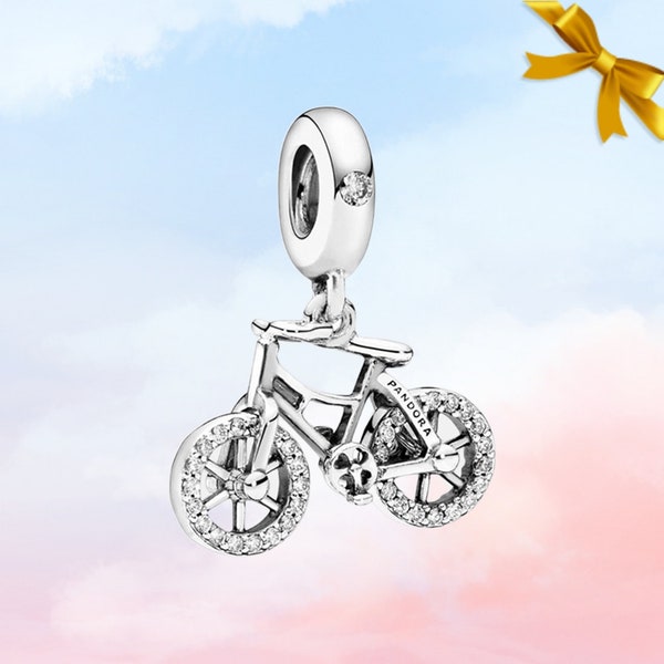 Dije colgante de bicicleta • Nuevo dije auténtico de plata de ley S925 para pulsera Pandora • Colgante de collar • Regalo para ella • Viene con una caja