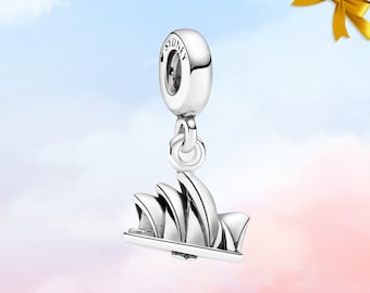 Breloque pendante nouvel opéra de Sydney • Breloque en argent sterling 925 véritable pour bracelet • Collier à pendentif • Cadeau pour elle • Livré dans une boîte