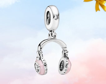 Headphones Dangle Charm • New Genuine S925 Sterling Silver Charm for Bracelet • Necklace Pendant • Music Lover Gift for Her