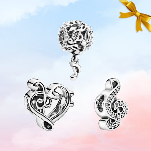 Neue Charm-Kollektion „Musiknoten“ • Echter Pandora-Charm aus S925-Sterlingsilber für Armband • Halskettenanhänger • Geschenk für Musikliebhaber