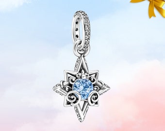 Assepoester blauwe ster hanger • Nieuwe echte S925 Sterling zilveren bedel voor Pandora armband • Ketting hanger • Beste cadeau voor haar
