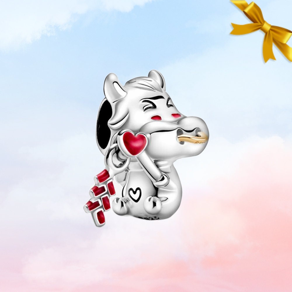 Cute Ox Charm New Genuine S925 Sterling Silver Charm for Pandora