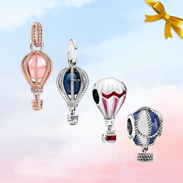 Heißluftballon Charm Kollektion • Neuer echter S925 Sterling Silber Charm für Armband • Halskettenanhänger • Bestes Geschenk für Sie