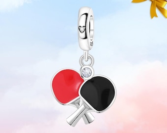 Table Tennis Charm: S925 Silver Charm for Bracelet,Necklace Pendant