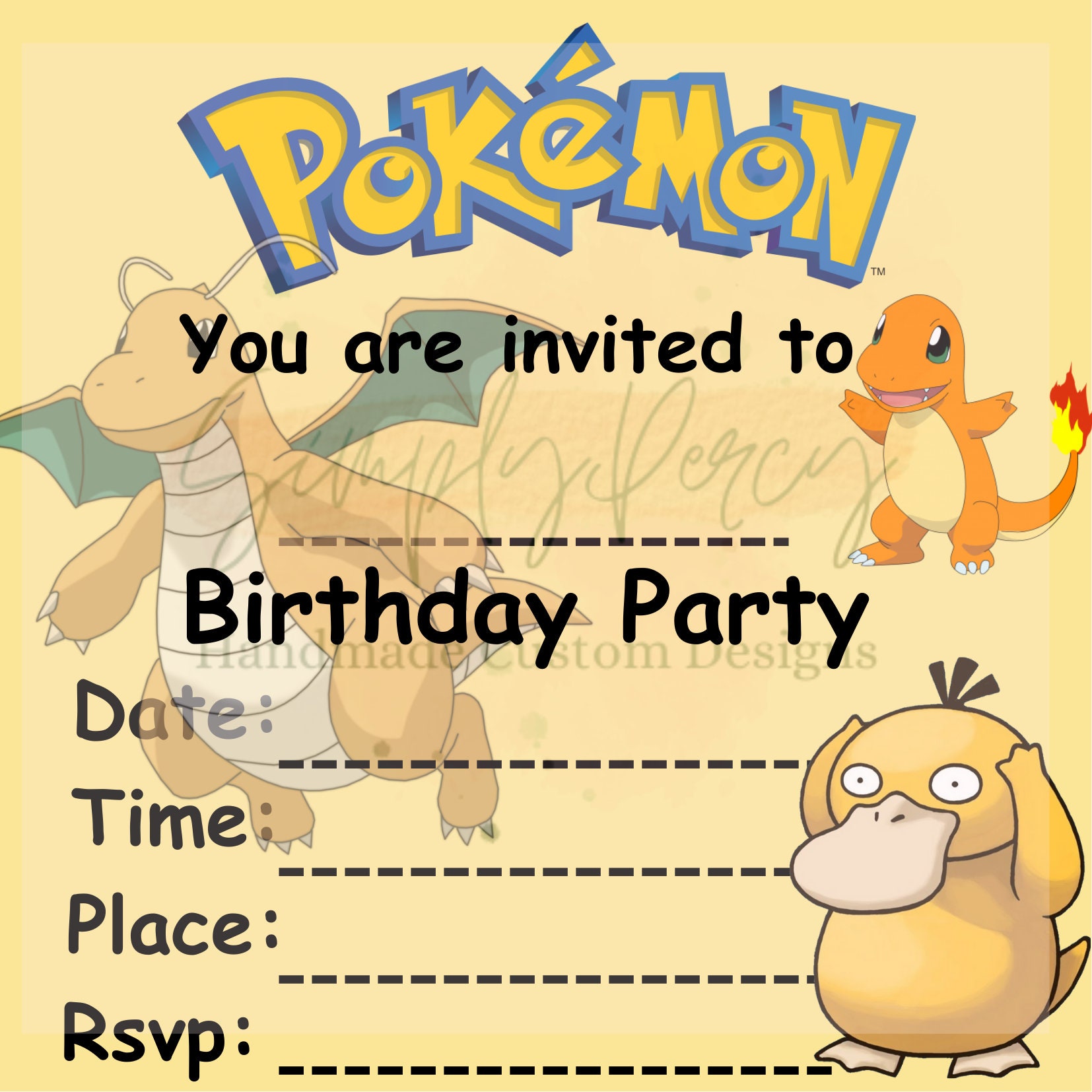 Pokémon Party Invitation Etsy
