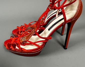 Gianfranco Ferre Vintage Sandals. High heels. Pumps. Orange Suede 40
