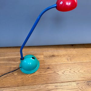 Vintage Memphis Style Desk Lamp by Trio Leuchten, 1980s Postmodern Gooseneck Lamp, Colorful Retro Design Icon