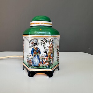 Vintage Porcelain Lamp Elka Deutschland 1950s Aroma Diffuser Smoke Absorber Japanese Style Pagoda Lamp