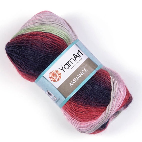 Wool & Acrylic Blend for Easy Knitting, Crocheting Vibrant Multicolored Yarn  With Soft Transitions by Yarnart Ambiance 