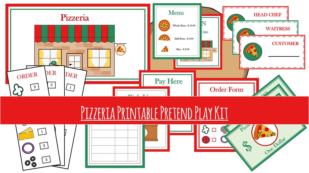 Pizzeria Pretend Play Printable Pizza Shop Downloadable Kit - Etsy