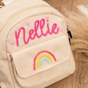 Handcrafted personalized kids mini backpack: Customized bag for kids with hand embroidery