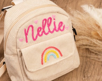 Handcrafted personalized kids mini backpack: Customized bag for kids with hand embroidery