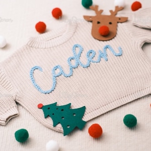 Custom Baby Sweater: Hand Embroidered Name & Monogram | Unique Aunt's Gift for Baby Girl